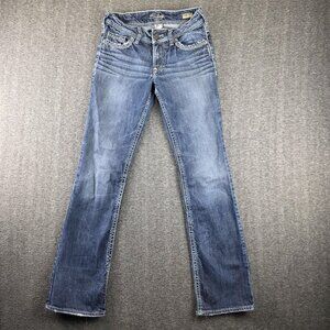 Silver Jeans Suki 17 Bootcut Jeans Womens 26x32 Blue Mid Rise Stretch Denim